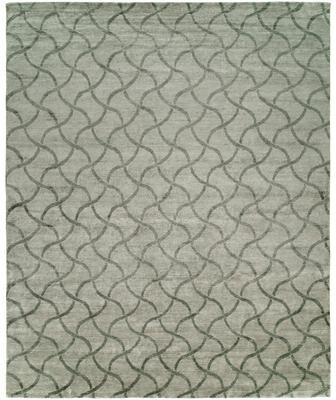 KALATY Modern Grey Hand-Knotted Viscose Area Rug