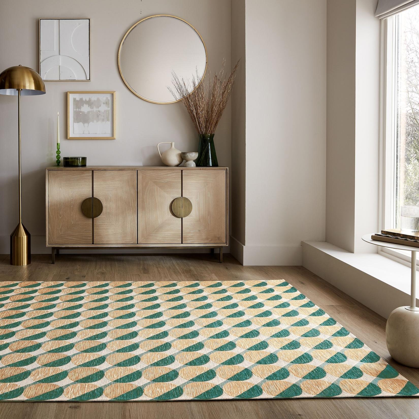Teppich geometrisch Grün-Natur 155 x 230 cm - COQUET Kadima Design