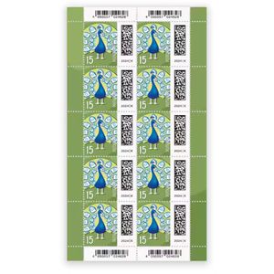 DeutschePost Briefmarken Set, 10 Stück à 15cent, Briefpfau, Ergänzungsmarke, nassklebend