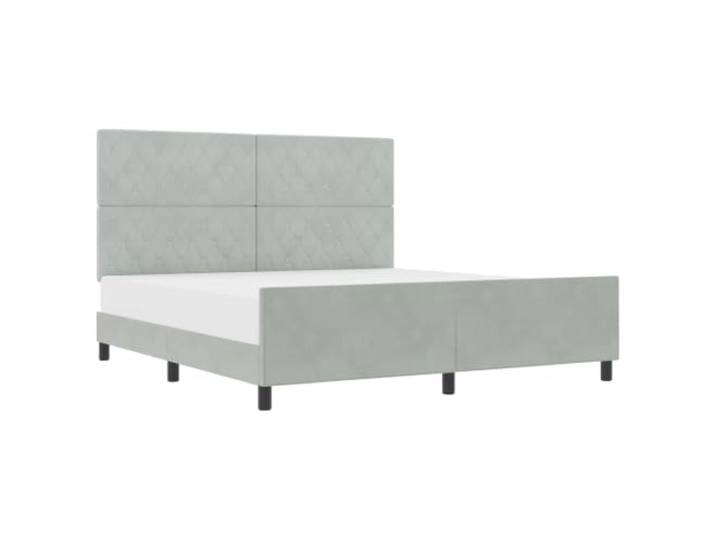 KTHLBRH Boxspringbett mit Kopfteil hellgrau 180 x 200 cm Samt Premium-Samt, massives Kiefernholz, technisches Holz, Kopfteil in 2 Höhen, Super King 180 x 200,280 kg, Lamellenrahmen