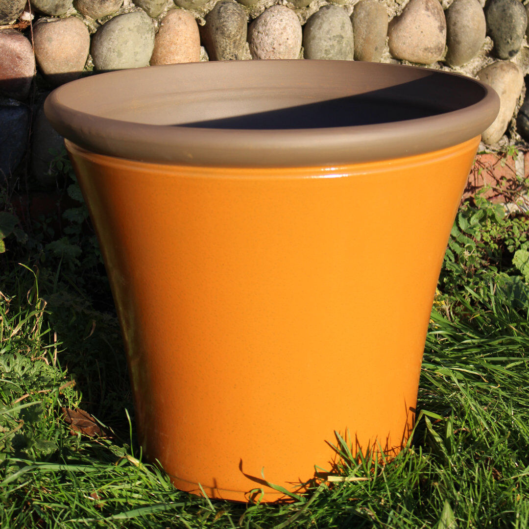Brambly Cottage Canady Stone and Resin Indoor / Outdoor Pot Planter Amber 34 cm H x 41 cm W x 41 cm D