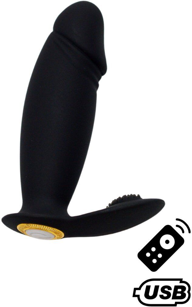 Coeur Ardent ACHILLE, Mini vibromasseur noir USB, forme pénis avec stimulation clitoridienne, avec télécommande