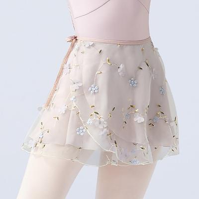 atmungsaktive ballett-sportbekleidung röcke druck stickerei rüschen damen training leistung hoher polyester