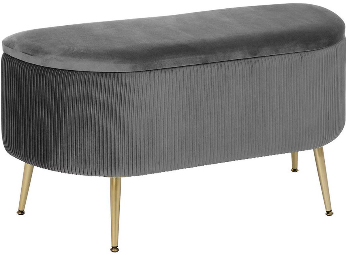 Ribstof Hocker Juliette Grijs - Goud