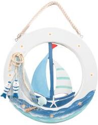 IH Casa Decor Blue Coastal Led Wood Buoy