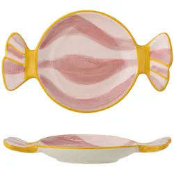 Bloomingville Servierplatte Caramella aus Steingut Rosa, L15xH1,5xB10 cm