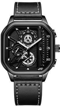 Combo Retail Shop Luxury Big Dial Men Square Watch, Casual PU Leather Strap, Men Sports Watches b