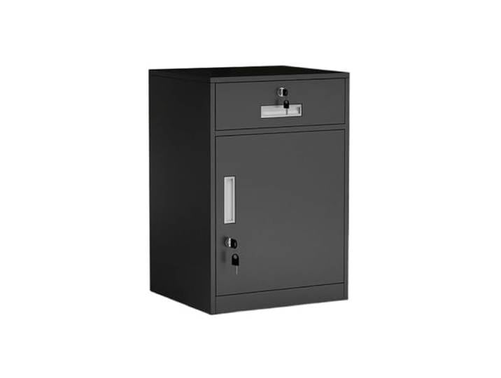 Büroschrank Büro-Kurzschrank, multifunktionaler Aufbewahrungsschrank, Aktenschrank, Schubladenschrank aus Stahl unter dem Schreibtisch mit Schloss, Schrank, 1,2 mm(Schwarz)