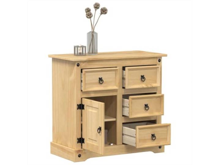 RJPLMFV Anrichte Massivholz Kiefer 80 x 40 x 75 cm Aufbewahrungsschrank für Schubladen, Küchenschrank, Metallgriffe, Wandbefestigung im Lieferumfang enthalten