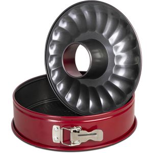 wenco Backform 555883, mit Flach- & Rohrboden, aus Stahl, Ø 26 cm, rot, antihaftbeschichtet, Springform