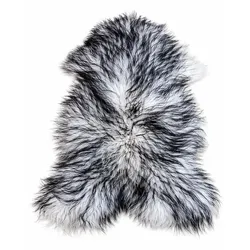 LAMMFELL Island Langhaar natur lockig weich Premium Schwarz geflammt ca. 135 cm