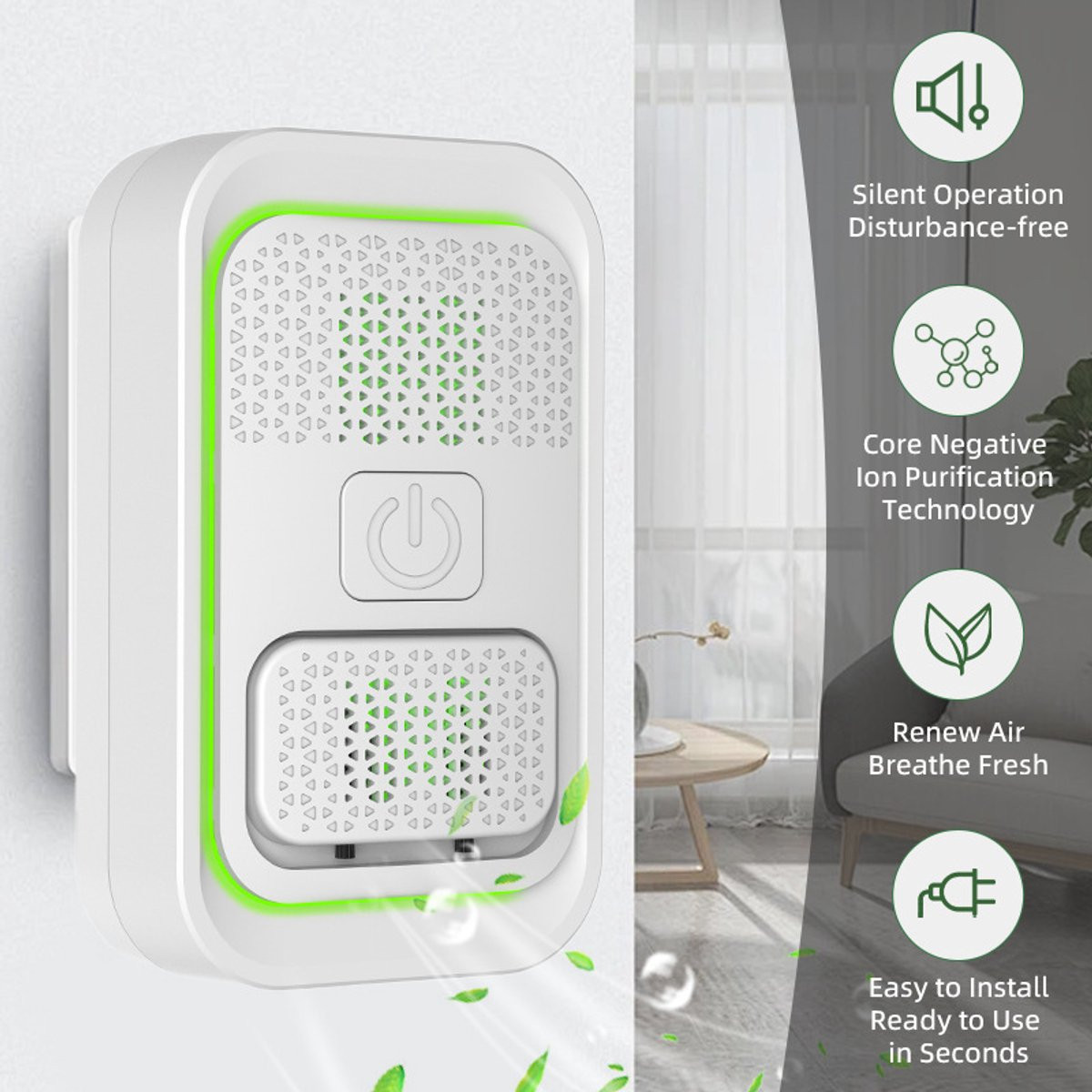 OUTARO 2-pack Plug-in Negatieve Ionen Luchtreiniger en Ionisator - Wit