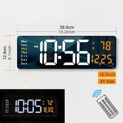 Uplift Essentials Modern Large RGB Digital Wall Clock & Multi Color LED Smart Timepiece white