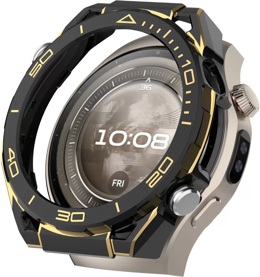 INF Schützende PC-Hülle kompatibel mit Huawei Watch 5 46mm - Schwarz & Gold