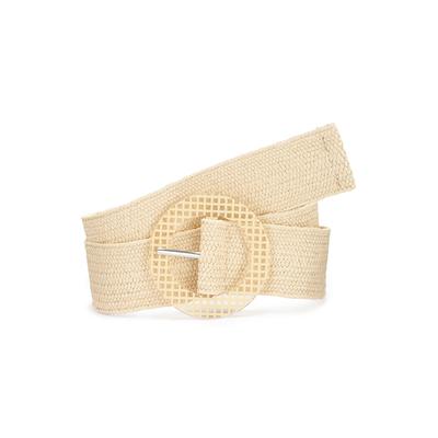 Taillengürtel LASCANA "Stretchgürtel, Bauchgürtel, Gürtel für Kleid & Overall, Sommergürtel", Damen, Gr. 90, beige (natur, beige), Synthetik, Gürtel, in moderner Bast-Optik mit Shaping-Effekt dank elastischem Material