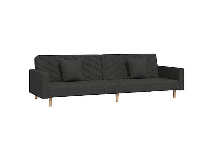 KUTYWEXFM Schlafsofa 2-Sitzer Schwarz mit 2 Kissen Stoff Bettsofa Flexibles Bettsofa für Wohnzimmer und Gästezimmer: Einfach umklappbar mit verstellbarer Rückenlehne und stabilem Holzrahmen.