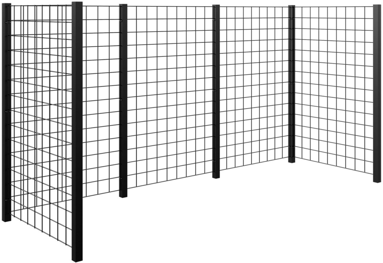 Plus Mülltonnenabtrennung Stahlspalier 288x99x140cm RAL 9005 Schwarz