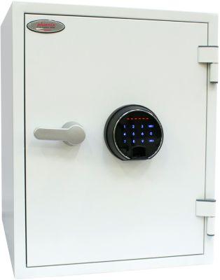 Feuerschutzschrank FS 1283 F, Fingerprintschloss, Stahl, signalweiß RAL 9003