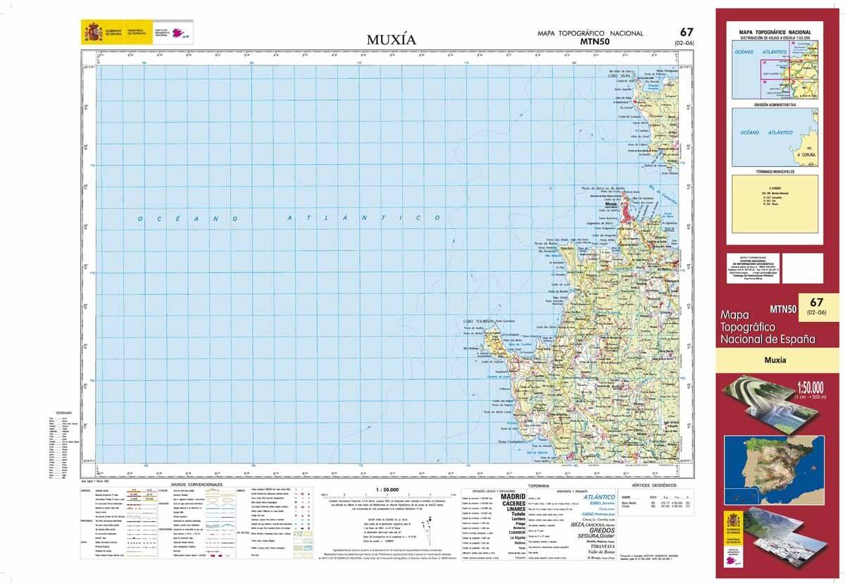 Carte topographique de l'Espagne n° 0067 - Muxía   CNIG - 1/50 000
