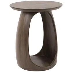 Beistelltisch Caviro aus massivem Akazienholz, skulpturales Design, modern, braun, mit Stauraum