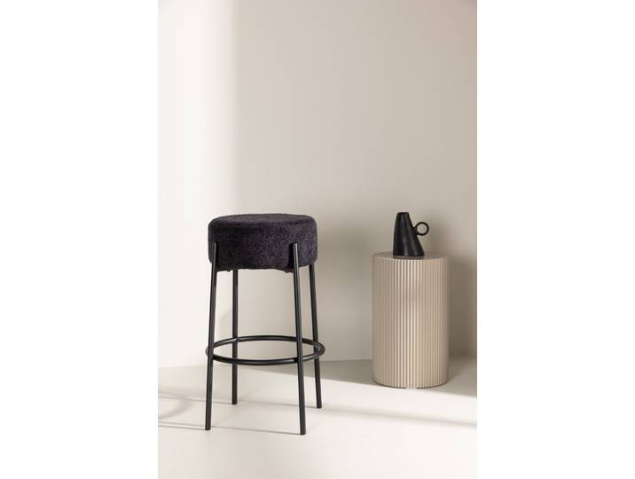 Barhocker VENTURE HOME Tucson, Barhocker in Bouclé, hohe Sitzfläche, belastbar bis 150 kg , schwarz, B:50cm H:70cm T:50cm, 100% Polyester, Hocker, Barhocker, Tresenstuhl, Bouclé-Bezug, Stahlbeine, Fussstütze, modern