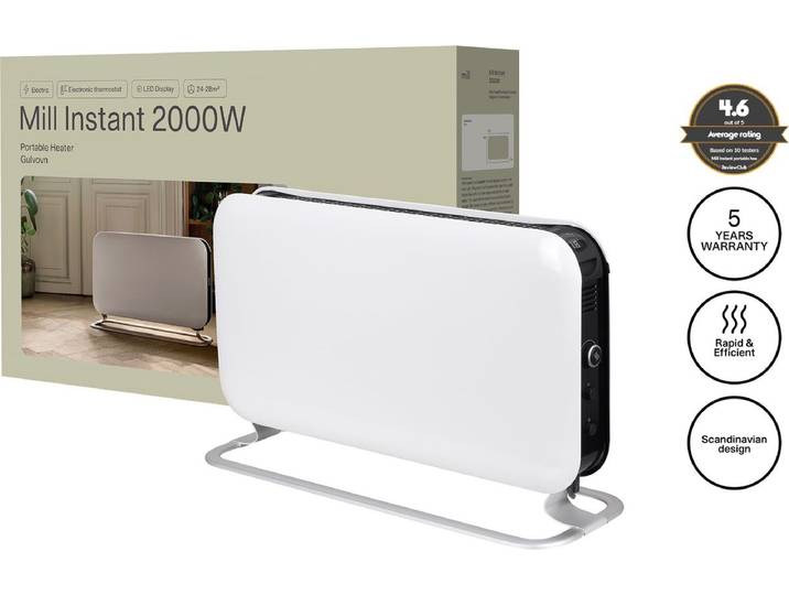 Mill SG2000LED - design convectorkachel - 2000 Watt - ventilator - LED display - tot 20m2 - wit - 5 jaar garantie