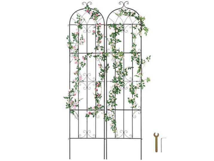 VEVOR Treillis de jardin rampants pour plantes et fleurs en métal antirouille\, support pour roses grimpantes extérieures\, treillis décoratif pour clématite haute\, 51 x 220 cm\, 2 pièces