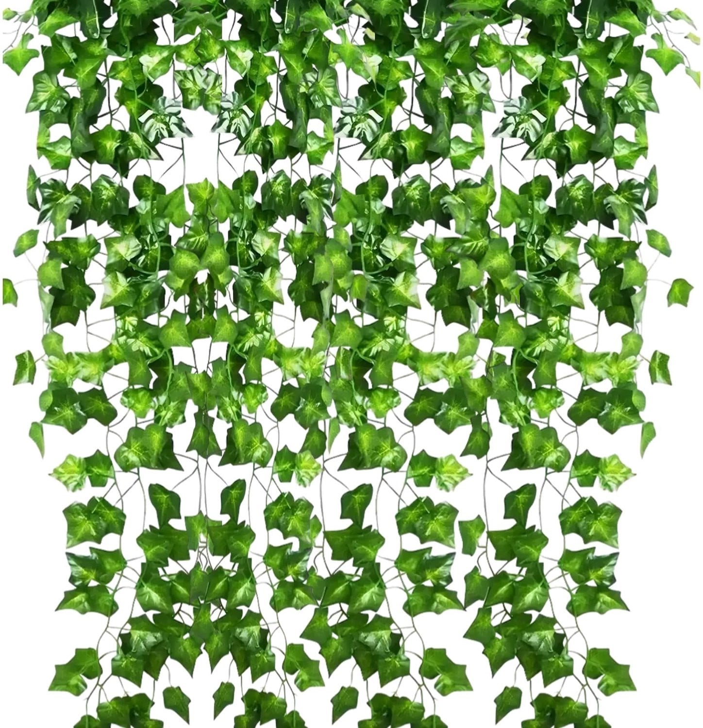 Set van 12 weerbestendige groene kunstplanten voor binnen en buiten