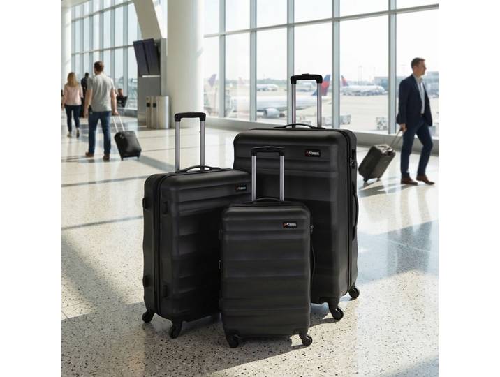 3-tlg. Trolley-Set, TSA-Schlösser, dunkel-grau