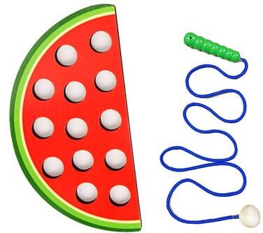 Perfect Picks Market Wooden Lacing Toy For Toddlers Educational Fruit Threading Puzzle Set, Fine Motor Skill Development Toy watermelon