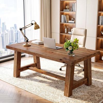 OEM 63-Inch Solid Wood Computer Desk, Large Home Office Desk, Workstation Desk for Writing, Study, Gaming