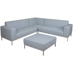 PROREGAL Alu-Garten-Garnitur Sofa Outdoor Stoff/Textil Blau ohne Ablage ohne Kissen