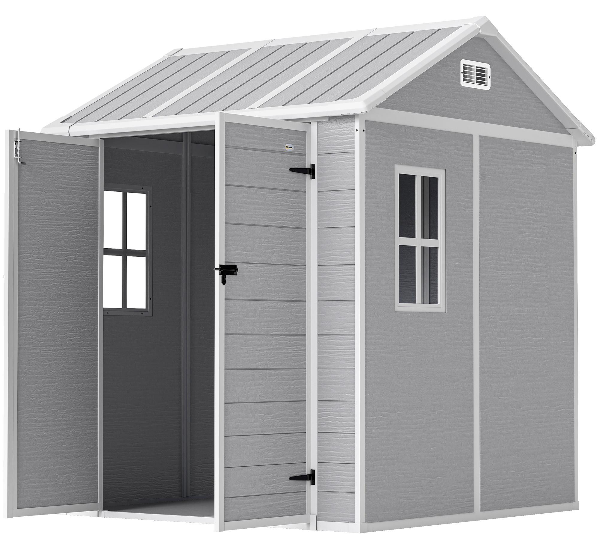 Gartenhaus, Gartenhš¹tte mit Fenster und abschlie?barer Tš¹r, aus grauem Kunststoff