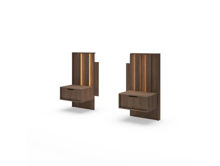 Masseno Nachttisch DAVANTI Nachtschrank Beistelltisch für Schlafzimmer 50,4 x 102 x 39,6 cm Eichefarben