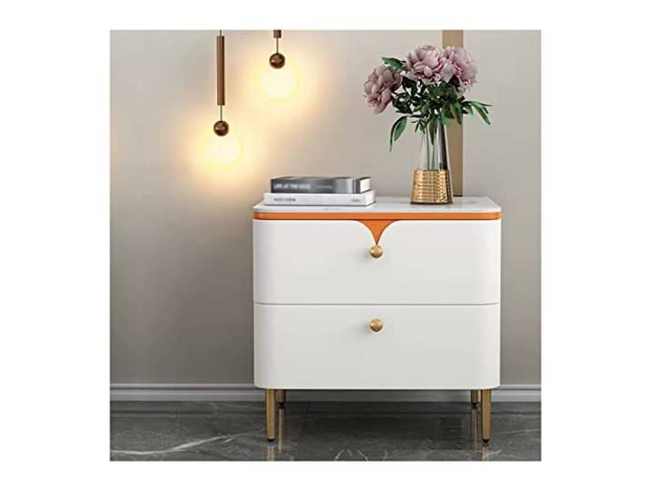 Vielseitig Nachttisch, kleiner Beistelltisch aus Holz mit 2 Schubladen For Schlafzimmermöbel, Beistellbett mit (weiß)(L45xD40xH51cm)
