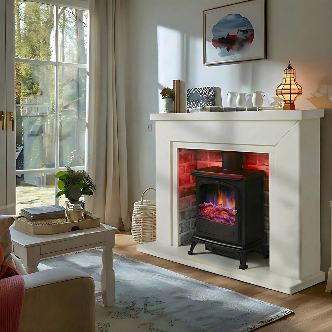 Castleton Fires & Fireplaces Farlington Electric Stove Suite White/Grey