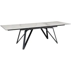KADIMA DESIGN Esszimmertisch 180 - 260 cm Ausziehbar Keramik Glas Weiß, Keramiktisch Marmor-Optik Groß, Designer Küchentisch Rechteckig, Esstisch Extravagant mit