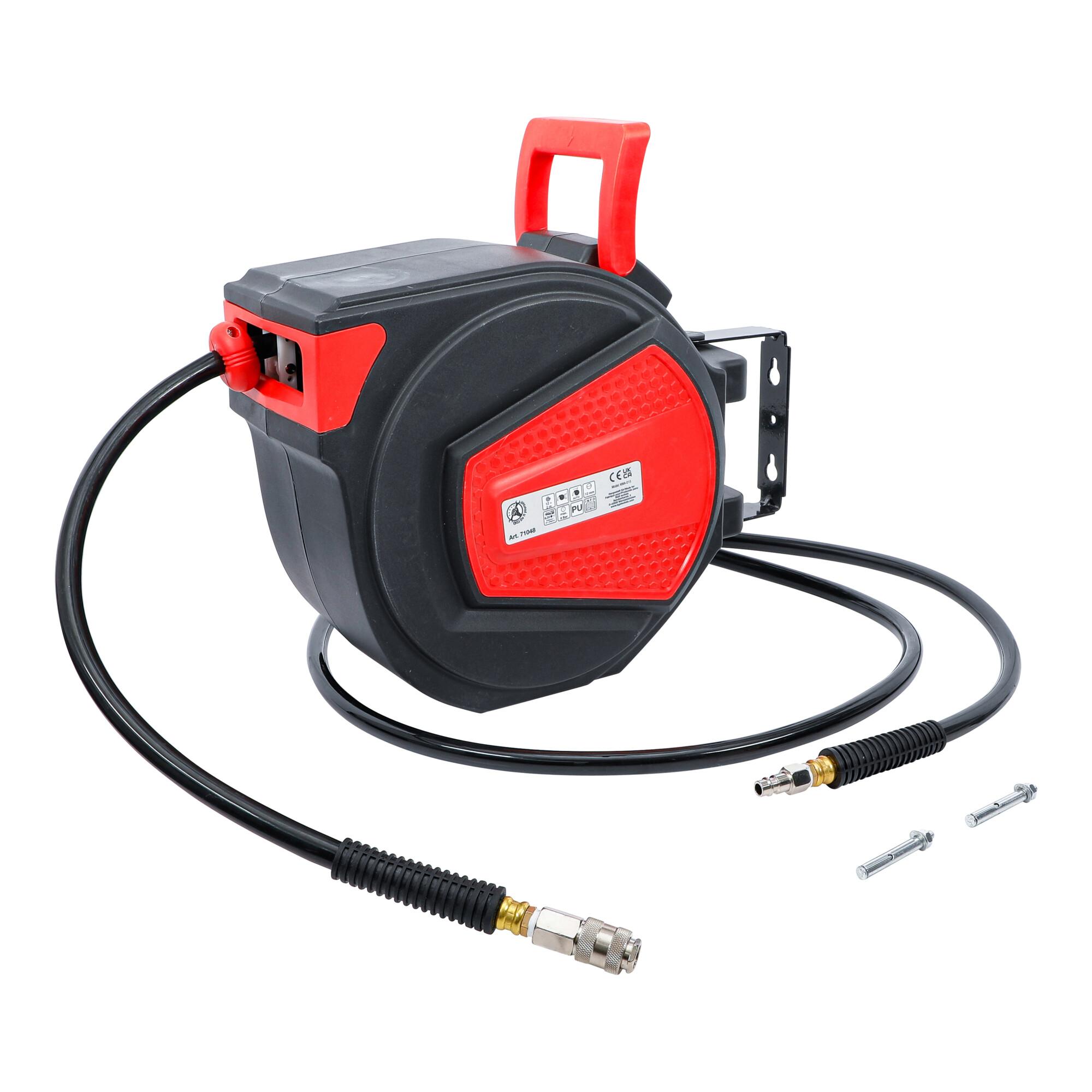 BGS Do it yourself Druckluftschlauch mit Aufroller 71048, automatisch, 12 m + 2 m)