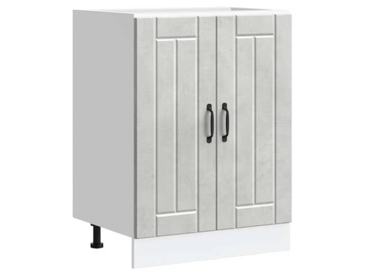 HKTMGDNG Küchenunterschrank Lucca 60 cm Betongrau Holzwerkstoff Kompakter Beistellschrank für Küche und Speisekammer. Bietet variablen Stauraum hinter Türen sowie verstellbare Füße.