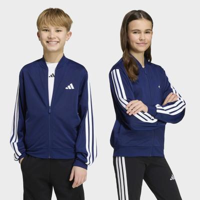 Outdoorjacke ADIDAS SPORTSWEAR "ESSENTIALS CLIMACOOL TRACK", Jungen, Gr. 140, blau (dunkelblau, weiß), Obermaterial: 100% Polyester, Jacken Outdoorjacke, für Kinder, mit Reißverschluss, aus Polyester