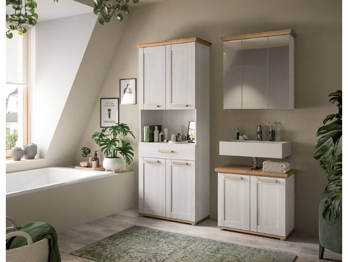 Colonne de rangement Verona 74cm Blanc/Bois