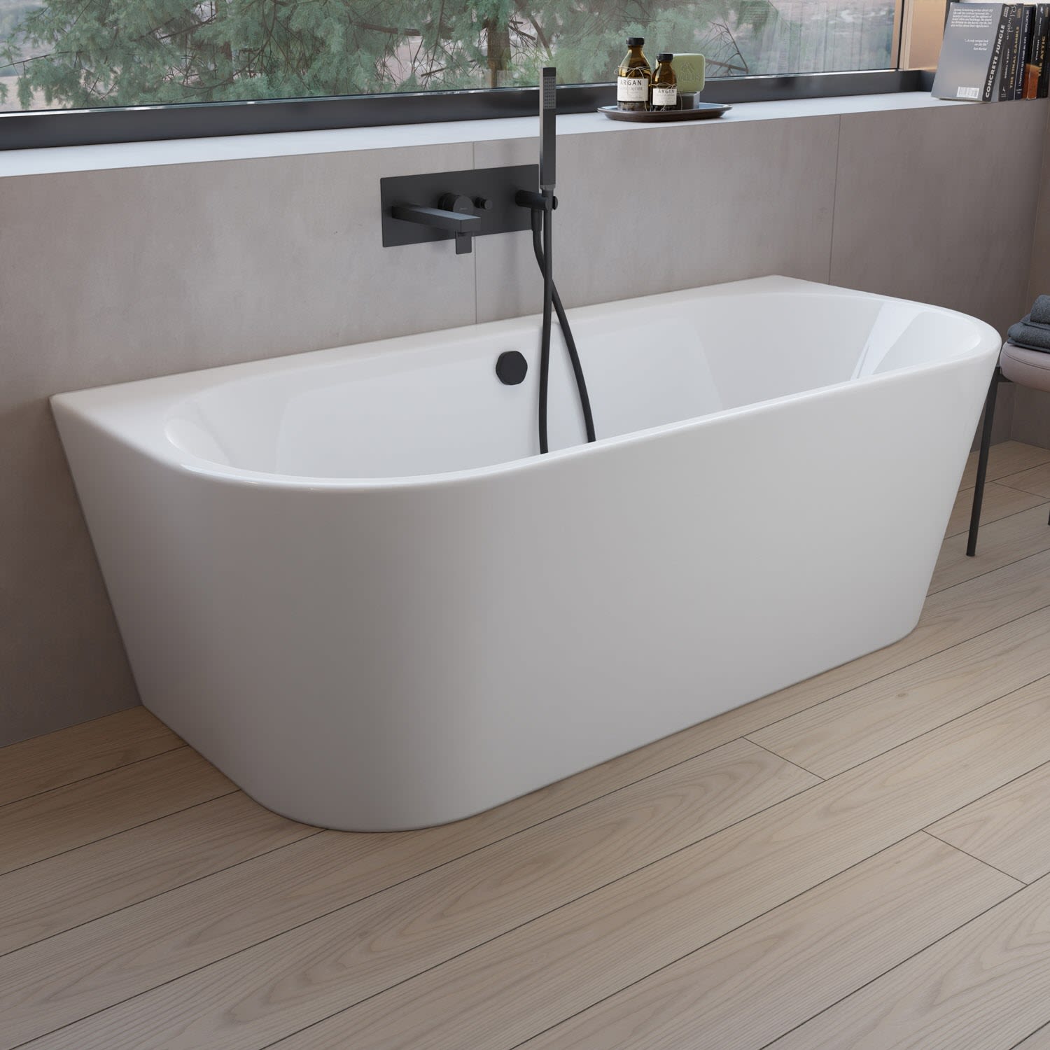 pianura Valentina Vorwand-Badewanne 165 x 75 cm, Badewannen, P10003756, weiß