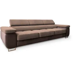 SCHLAFSOFA MOSINE Beige Velours-Stoff mit Schlaffunktion