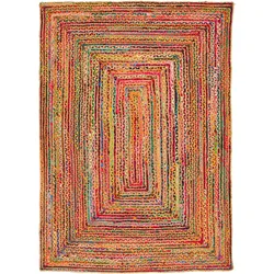 Pergamon, Teppich, Teppich Jute Baumwolle Natur Bunt Modern Boho (150 x 80 cm)
