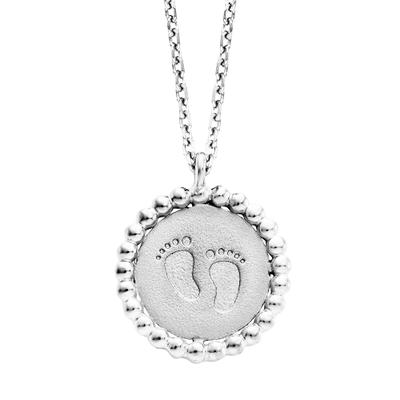 Kette mit Anhänger JULIE JULSEN "925 Silber rhodiniert mit Baby Fußabdruck", silber (weiß), Halsketten, Damen, 40,0cm, Silber 925 (Sterlingsilber), L: 40 B: 12mm, glänzend, matt, B:12mm