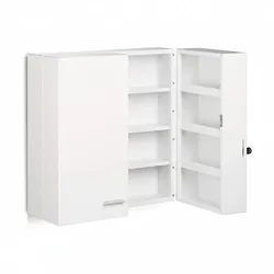 Relaxdays Medikamentenschrank XXL Premium Abschließbar 2-Türig, 11 Fächer HxBxT 53 x 53 x 20 cm Medizinschrank, weiß