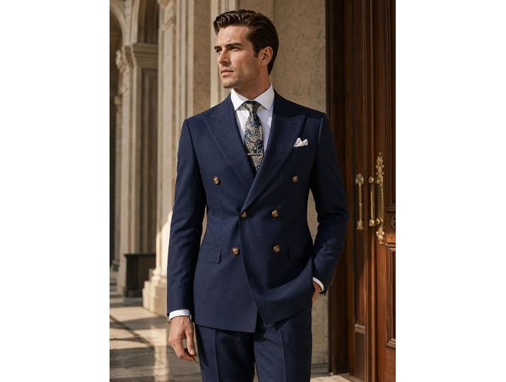 Costume Homme de Luxe Bleu Marine ST Cassy de Haute Qualité, Ensemble 2 Pièces, Costume de Mariage Élégant pour Homme, Costume de Bureau Professionnel Chic