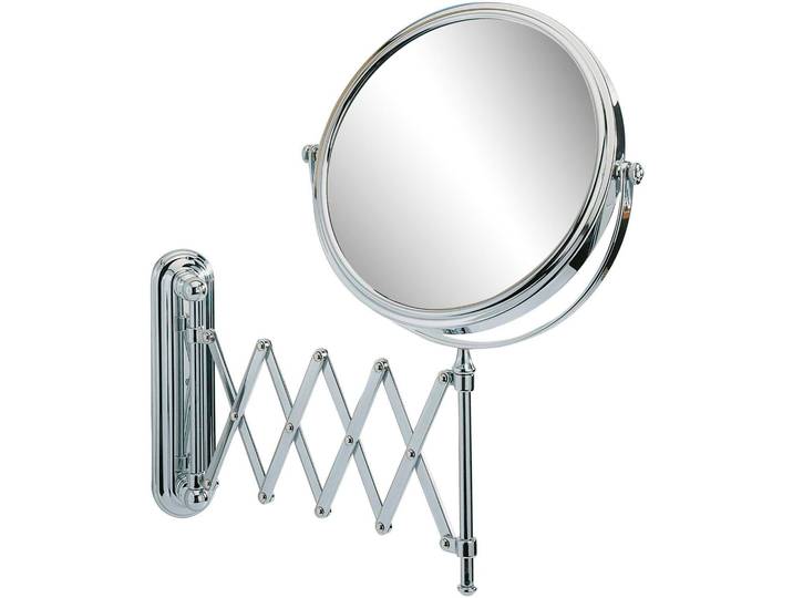Wandspiegel WENKO Deluxe Teleskop , grau (chromfarben), B:23cm H:38cm T:50cm, Stahl, Spiegel, Wandspiegel, 5-fach Vergrösserung