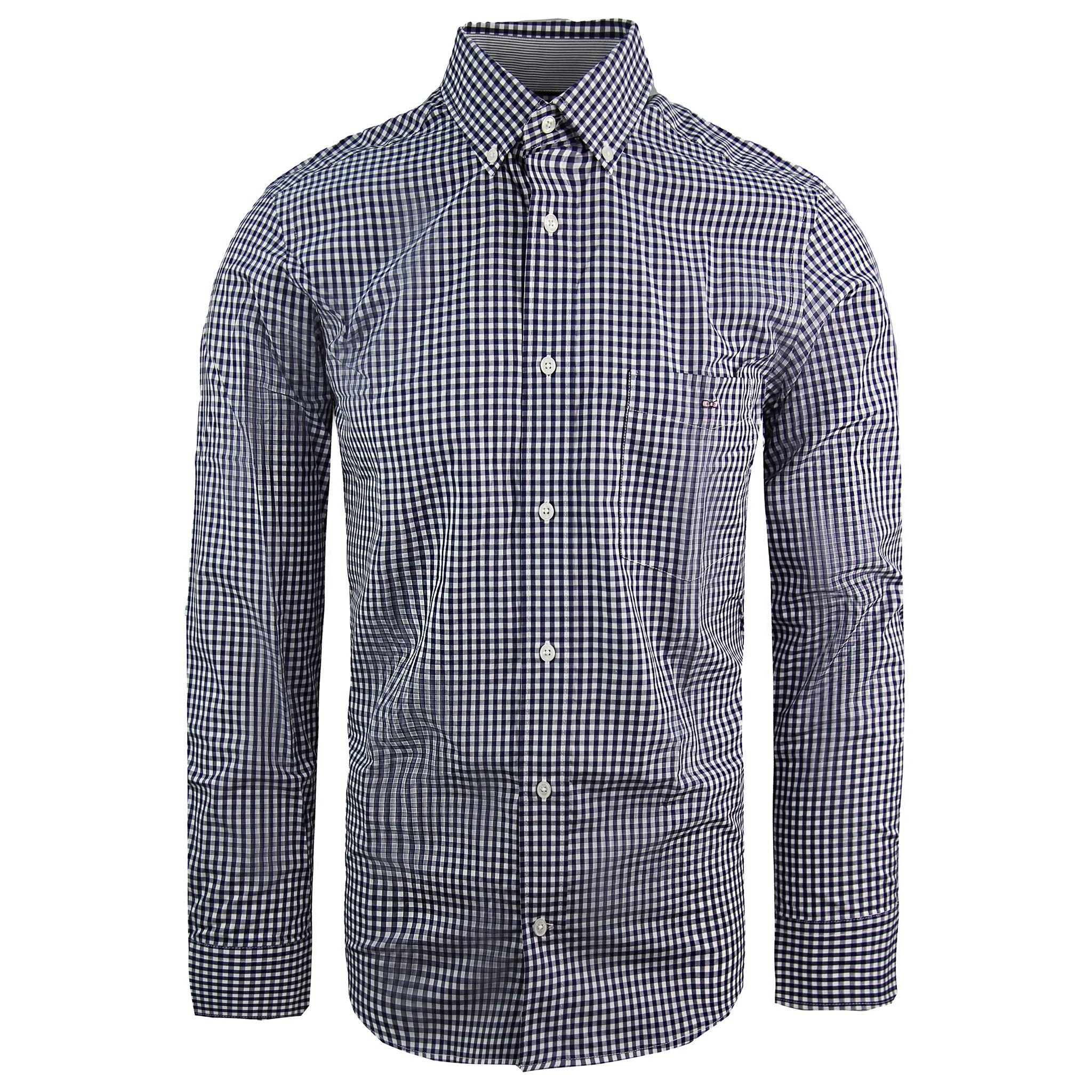 Eden Park Parijs Vichy Heren Blauw Oxford Overhemd