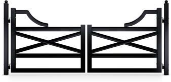 ALEKO Dual Swing Driveway Gate Farm Style Collection Hot-Dipped Galvanized Steel Black Powder-Coated Finish Posts and Hardware